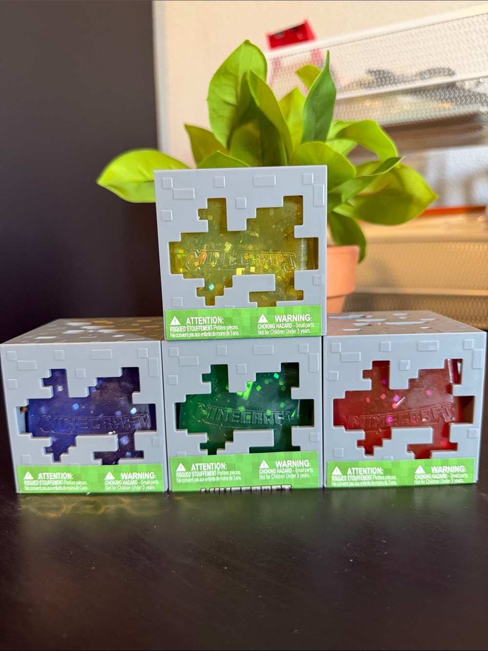 Minecraft Jelly Cubes set of 4 four Collect them all Green Gold Red Purple